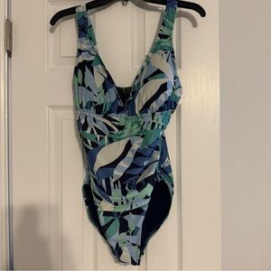 Kathy Ireland Tropical Print One-Piece Swimsuit